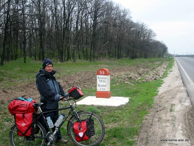 Radreise Rumänien: Kilometerstein
