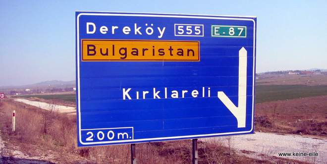 Wegweiser Kirklareli, Türkeiq