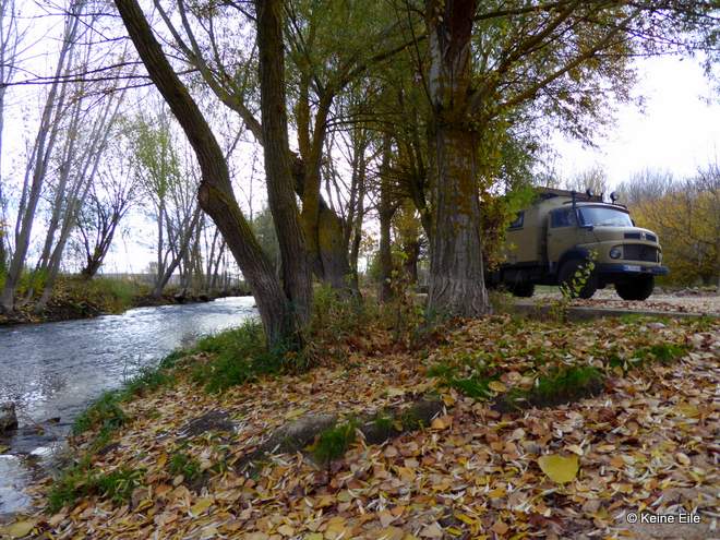 Mit dem Wohnmobil nach Portugal, Übernachtungsplatz in Pampliega